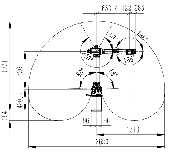 工業(yè)機(jī)器人運(yùn)動范圍圖